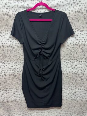 SHEIN RIBBED SCRUNCH BUST PEEKABOO DRESS